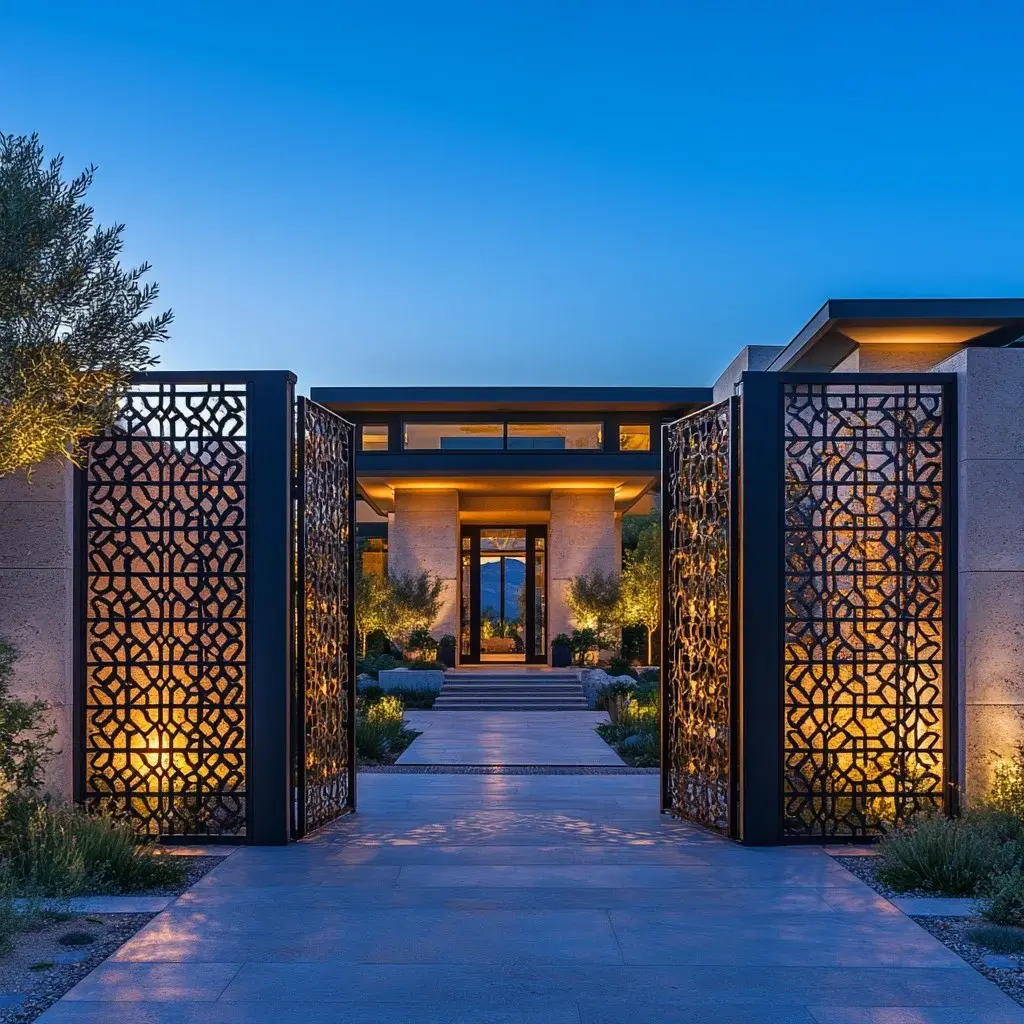 Elegant Modern Entry At Dusk